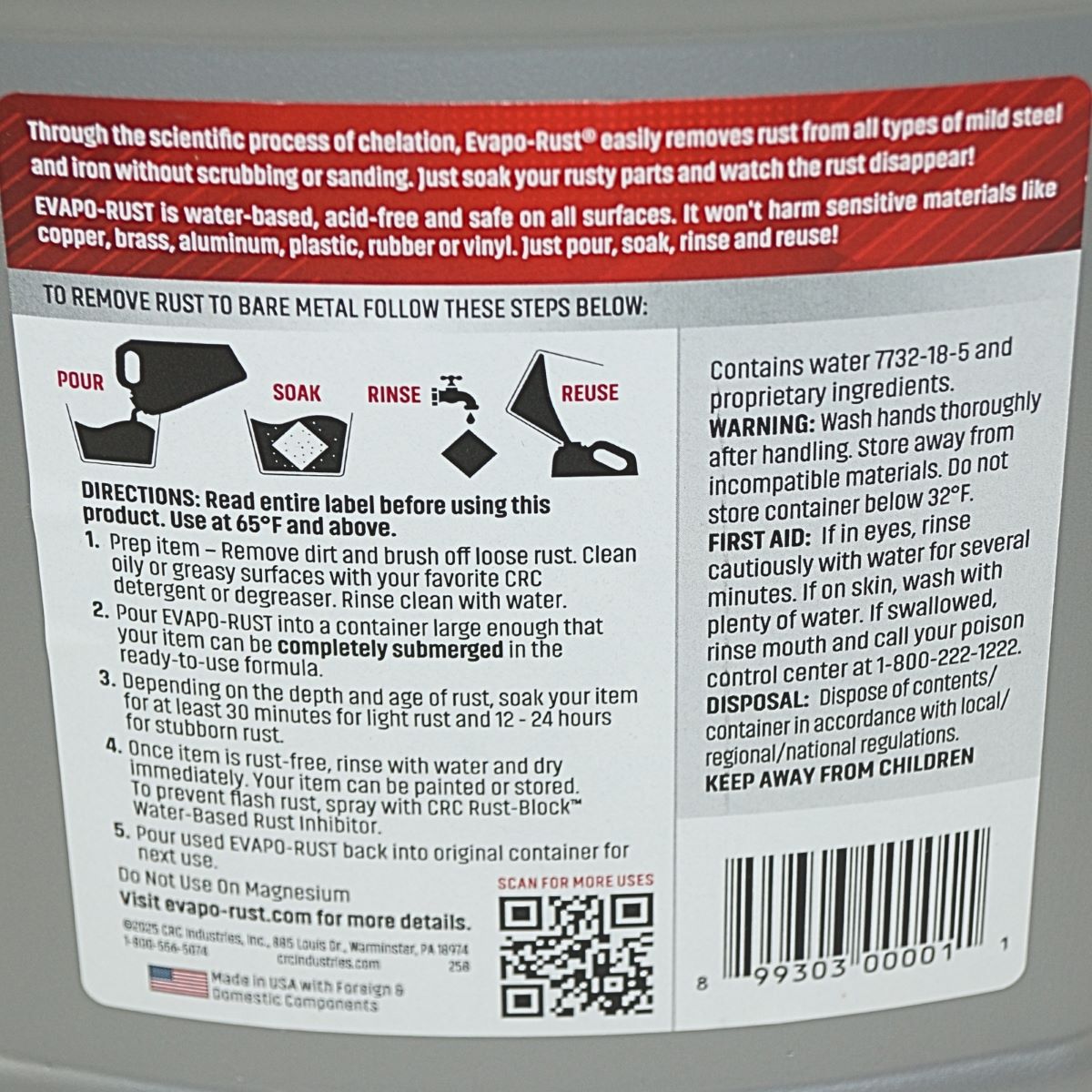 CRC Evapo-Rust Super Safe Rust Remover 1 Gallon Bottle ER012 - Image 3