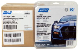 12 Pack Norton 1/2 in x 20 yds Premium Automotive Double-Sided Tape - 05621
