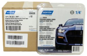 12 Pack Norton 1/4 in x 20 yds Premium Double-Sided Attachment Tape - 05620